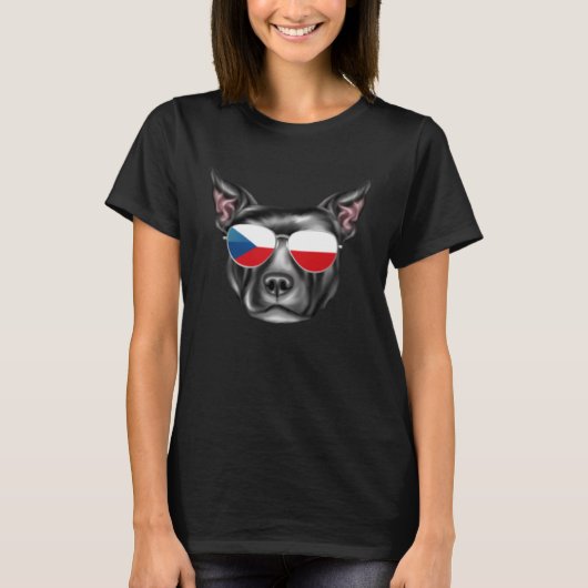 Czech Flag Staffordshire Bull Terrier Czech Republ Tシャツ (正面)