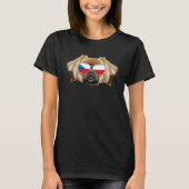 Czech Flag Tibetan Spaniel Dog Czech Republic Pock Tシャツ (正面)