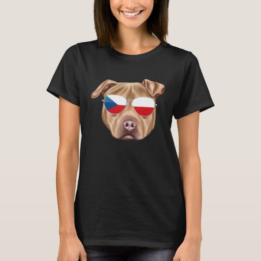 Czech Flag Usa Staffordshire Terrier Czech Republi Tシャツ (正面)