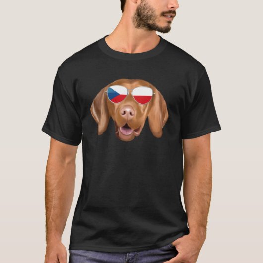 Czech Flag Vizsla Dog Czech Republic Pocket Tシャツ (正面)