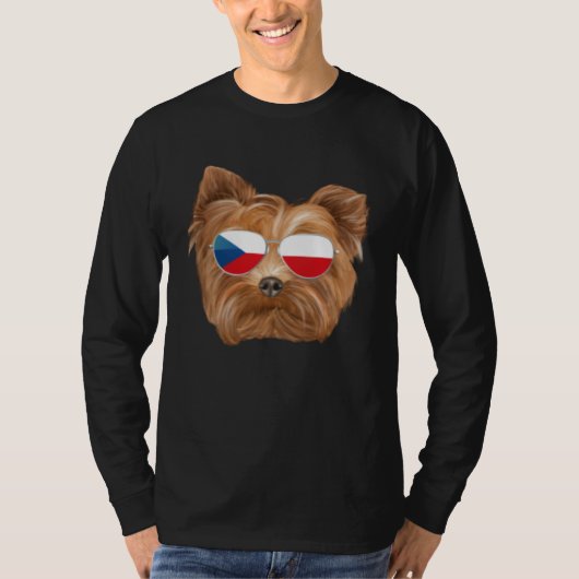 Czech Flag Yorkshire Terrier Dog Czech Republic Po Tシャツ (正面)