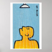 Czech Matchbox Art Print, Man Under Shower ポスター (正面)