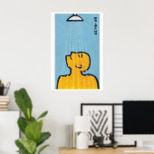Czech Matchbox Art Print, Man Under Shower ポスター (ホームオフィス)