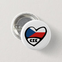 Czech Republic Country Code Flagハートピンバッジ
