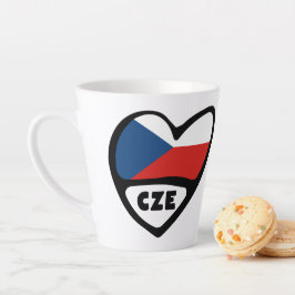 Czech Republic Country Code Flagハート, CZE カフェラテマグ