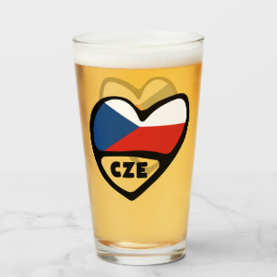 Czech Republic Country Code Flagハート, CZE タンブラーグラス