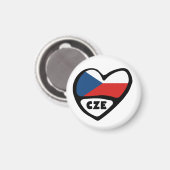 Czech Republic Country Code Flagハート, CZE マグネット (正面/裏面)