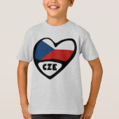 Czech Republic Country Code Flagハート, CZE Tシャツ (正面)