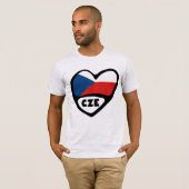 Czech Republic Country Code Flagハート, CZE Tシャツ (正面フル)