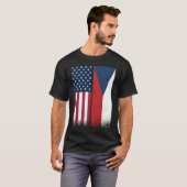 Czech Republic Czech American Flags Proud USA Tシャツ (正面フル)