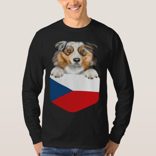 Czech Republic Flag Australian Shepherd Dog In Poc Tシャツ (正面)