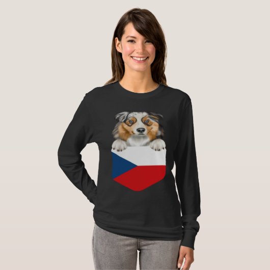 Czech Republic Flag Australian Shepherd Dog In Poc Tシャツ (正面フル)