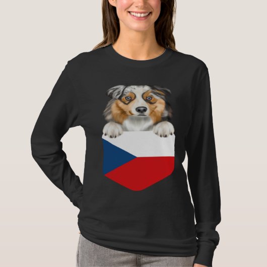 Czech Republic Flag Australian Shepherd Dog In Poc Tシャツ (正面)