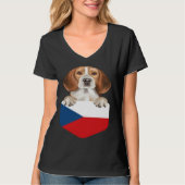 Czech Republic Flag Beagle Dog In Pocket Tシャツ (正面)