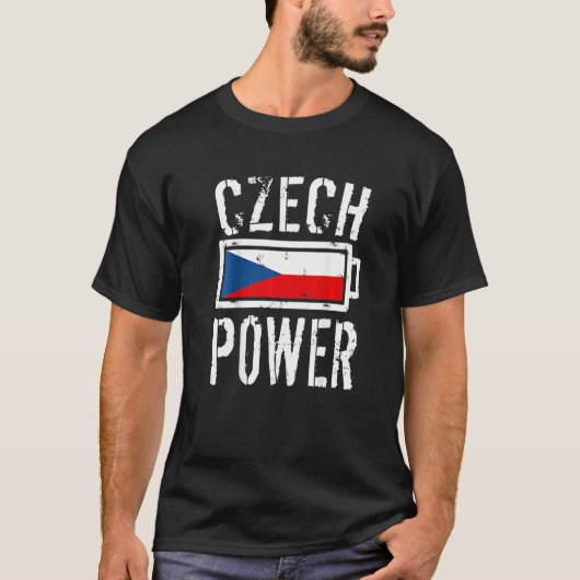Czech Republic Flag Czech Power Battery Proud Tシャツ (正面)
