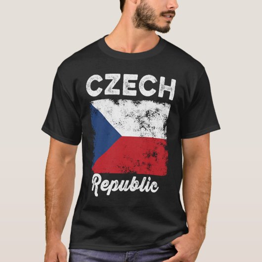Czech Republic Flag Distressed  Men Women Kids  Cz Tシャツ (正面)