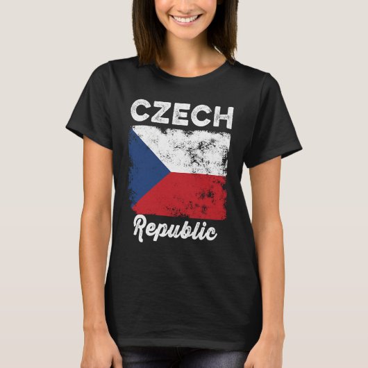 Czech Republic Flag Distressed Men Women Kids Cz Tシャツ (正面)