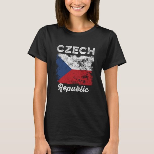 Czech Republic Flag Distressed Men Women Kids Czec Tシャツ (正面)