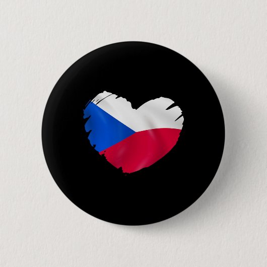 Czech Republic Flag On Shape Of Heart Czech Republ 缶バッジ (正面)