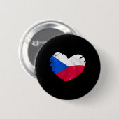Czech Republic Flag On Shape Of Heart Czech Republ 缶バッジ (正面&裏面)