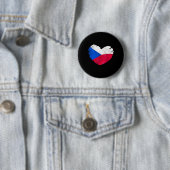 Czech Republic Flag On Shape Of Heart Czech Republ 缶バッジ (インサイチュ)