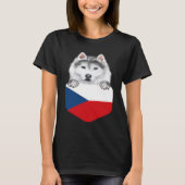 Czech Republic Flag Siberian Husky Dog In Pocket Tシャツ (正面)