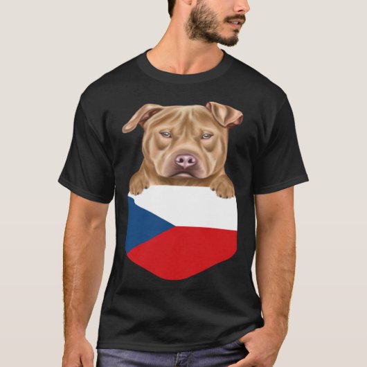 Czech Republic Flag Usa Staffordshire Terrier Dog  Tシャツ (正面)