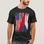 CZECH REPUBLIC ROOTS Half American Flag CZECH Tシャツ (正面)