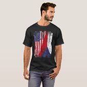 CZECH REPUBLIC ROOTS Half American Flag CZECH Tシャツ (正面フル)
