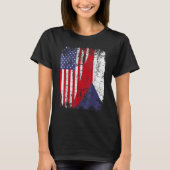 CZECH REPUBLIC ROOTS Half American Flag CZECH Tシャツ (正面)