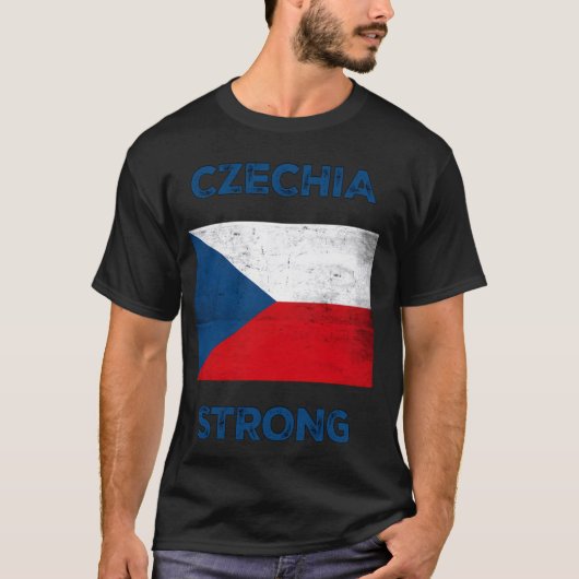 Czech Republic Strong，チェコ国旗，チェコ国旗 Tシャツ (正面)