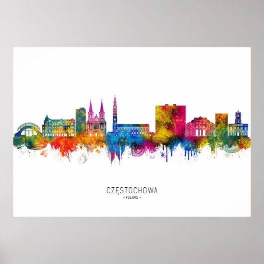 Częstochowa Poland Skyline ポスター (正面)