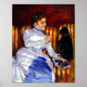 DとMary Cassattストライプののソファに座った女性 ポスター (正面)