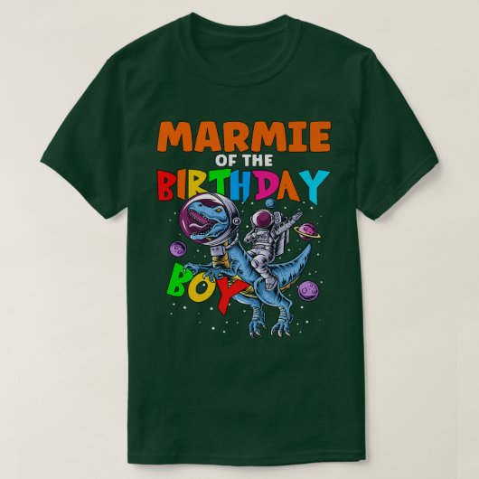 Dに乗る誕生日ボーイ宇宙飛行士のRawr Marmie Tシャツ (デザイン正面)
