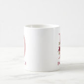 Dの文字のワインレッドとピンクの花柄 コーヒーマグカップ (中央)