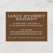 Dはディナーブレッド転がバンスベーカリーベーカー料理用 名刺 (裏面)