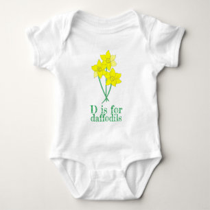 DはDAFFODILS黄色の花Alphabet ABC用 ベビーボディスーツ