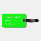 Dを持つネオン緑の白い水玉模様 ラゲッジタグ (裏面横)