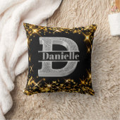 Dイニシャルパーソナライズされたシルバーモノグラムあなたの名前 クッション (ブランケット)