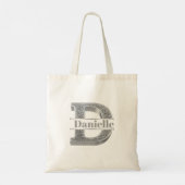 Dイニシャルパーソナライズされたシルバーモノグラムあなたの名前 トートバッグ (裏面)