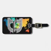 Dイニシャルパーソナライズされたシルバーモノグラムあなたの名前 ラゲッジタグ (正面横)