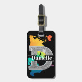 Dイニシャルパーソナライズされたシルバーモノグラムあなたの名前 ラゲッジタグ (正面縦)