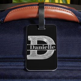 Dイニシャルパーソナライズされたシルバーモノグラムあなたの名前 ラゲッジタグ