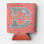 Dイニシャルパーソナライズされたシルバーモノグラムあなたの名前 缶クーラー (正面)