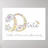 DイニシャルDixie女の子の名前の意味ポスター ポスター (正面)