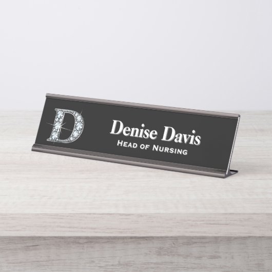 Dダイヤフェイクモンド机用ネームプレート デスクネームプレート (正面)