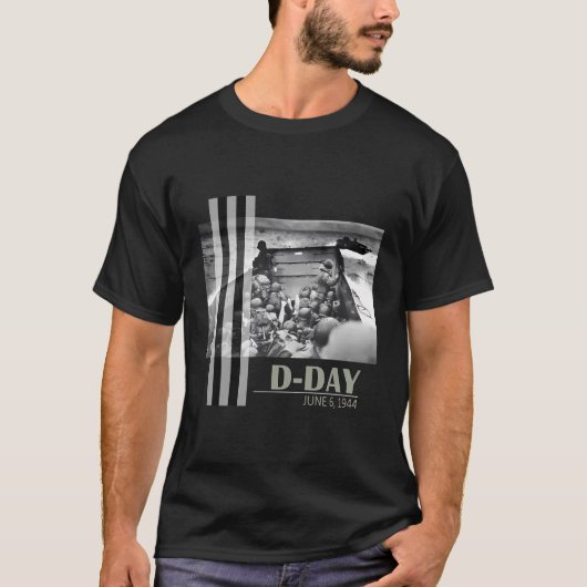 Dデイ1944年6月6日第2次世界大戦ノルマンディー着陸 Tシャツ (正面)