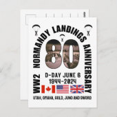 Dデイ ノルマンディー上陸作戦 WW2 80周年記念 ポストカード (正面/裏面)
