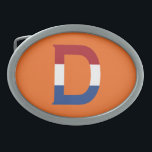 DモノグラムがNLDフラグ上またはbbcntにオーバーレイ 卵形バックル<br><div class="desc">Dモノグラムはオレンジ色のベルトバックルデザイン上のオランダフラグ上にオーバーレイ©トロッケットと物事2022 - AHPデザイン。All Rights Reserved.</div>