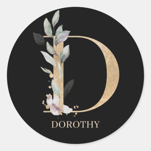 Dモノグラムパーソナライズされたフローラクラシックラウンドスティック ラウンドシール (正面)